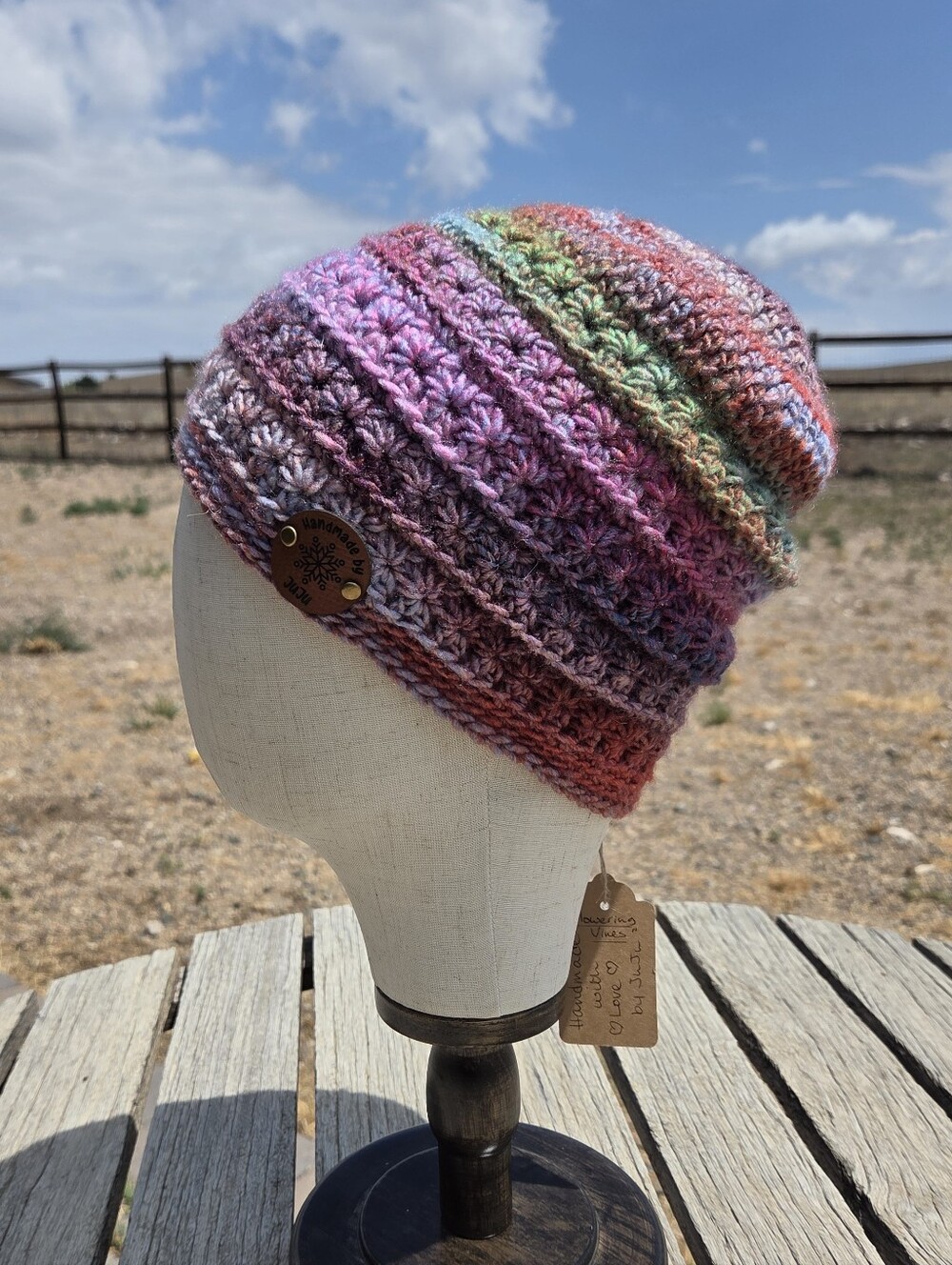 Artisan Handmade Crochet "Flowering Vines" Cozy Boho Beanie Hat